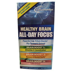 All Day Focus, Healthy Brain, 3-n-1 Brain Boosters, 50 Tablets, Exp.: 1/2027